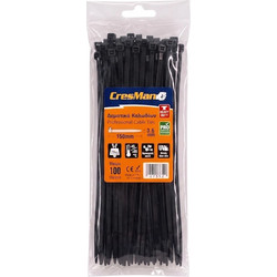 Δεματικά Καλωδίων Νάυλον Μαύρα 3.6x150mm Cresman (07352)