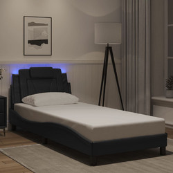 vidaXL Πλαίσιο Κρεβατιού Viana με LED Χωρίς Στρώμα Μαύρο/Λευκό - viana-με-led-χωρίς-στρώμα-μαύρο-90-x-200