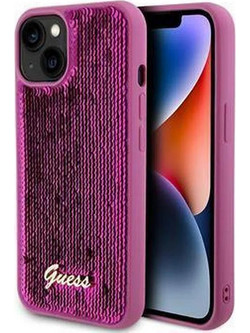Guess Sequin Script Logo Θήκη Magenta (iPhone 13)