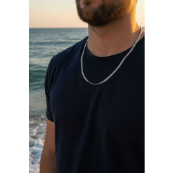 Classic Silver Curb Chain Ανδρικό Κολιέ
