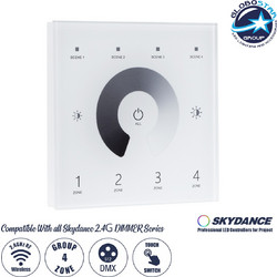 GLOBOSTAR(R) 73159 SKYDANCE T11 CORE Ασύρματο Χειριστήριο Τοίχου Αφής 4 Ζωνών 1CH AC 100-240V 0.1A Max IP20 - DMX512 + RF 2.4GHz + Εμβέλεια 30m - M8.6xΠ8.6xΥ3.3cm