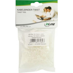 INLINE CABLE TIES TWIST TIES 10 - 13MM WHITE 100 PCS