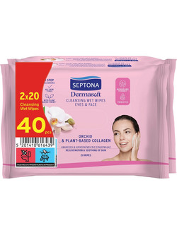 Septona Daily Clean Orchid & Caviar Μαντηλάκια Ντεμακιγιάζ 2x20τμχ