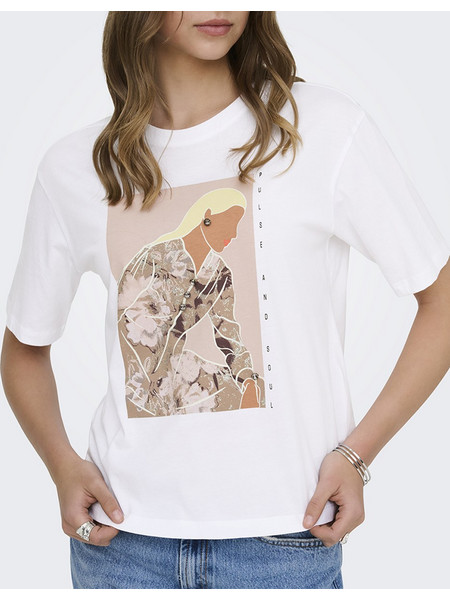ONLY ONLSUSAN S/S PRINT TOP BOX JRS 15372179-Bright WhiteSusan pulse OffWhite