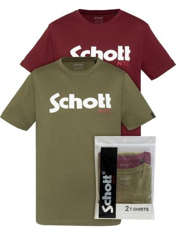 Ανδρικά T-Shirt Schott N.Y.K. TSPKLogo TSS2606 Khaki-Bordeaux