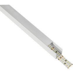 GLOBOSTAR ALP-LINEAR GLOWTRACK 61796-3M Επιφανειακό Προφίλ Αλουμινίου με Λευκό Γαλακτερό Πατητό Κάλυμμα για Ταινίες LED IP20 - Λευκό Ματ - Μ300 x Π2 x Υ2cm - Πακέτο 5 Τεμαχίων