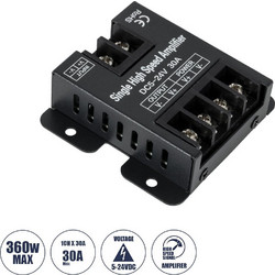 GloboStar 73396 DC Power & Signal High Speed Amplifier Ενισχυτής Ισχύος & Σήματος Υψηλών Ταχυτήτων 1 Καναλιού DC 5-24V 1 x 30A 360W - Max 30A 360W - IP20 - Single Color - Μ6.3 x Π6.7 x Υ2cm