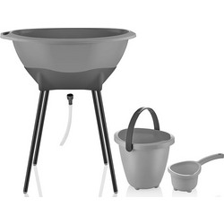 Baby Jem Μπανάκι Μωρού με Βάση Elegant Grey + Αξεσουάρ Μπάνιου 5τμχ