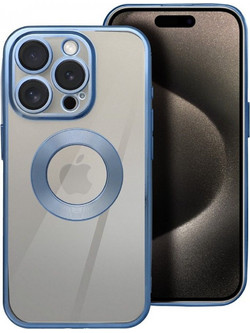Forcell iPhone 16 Pro Max Glam Shockproof Θήκη με Πλαίσιο Σιλικόνης Διάφανη - Βlue