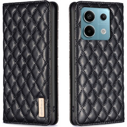 Tel1 Xiaomi Redmi Note 13 Pro 5G / Poco X6 5G Premium Diamond Lattice Magnetic Flip Θήκη Βιβλίο - Black