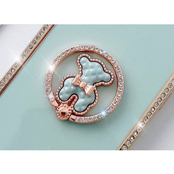 Z21-d Universal Phone Ring Holder - 360 Rotating Metal Grip Bear Head Design & Rhinestones 19000-green