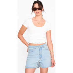 24COLOURS T-Shirt Γυναικεία Κοντομάνικη Μπλούζα Polyester/Viscose/Elastane Tight Fit - White 12526a