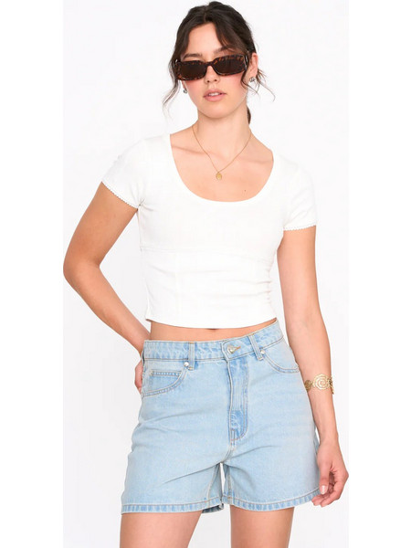 24COLOURS T-Shirt Γυναικεία Κοντομάνικη Μπλούζα Polyester/Viscose/Elastane Tight Fit - White 12526a