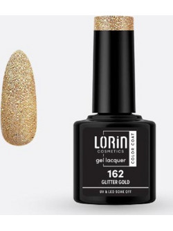 Lorin Gel Lacquer 162 Gold Glitter Ημιμόνιμο Βερνίκι Νυχιών 8ml