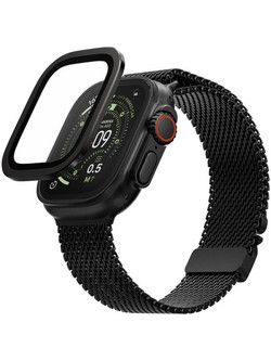 MagEasy Fortiz AR 9H Tempered Glass Black Apple Watch 49mm