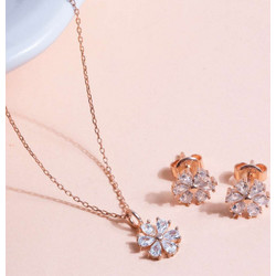Κολιέ & Σκουλαρίκια Σετ Ασημένια 189RSM1193 Rose Gold Heliophilia Silver