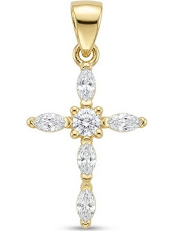 Peach Jewelry Σταυρός Ασήμι 925 Επιχρυσωμένο 18Κ Με Ζιργκόν Χωρίς Αλυσίδα