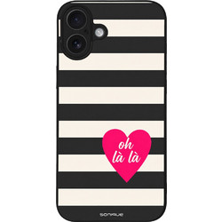 Sonique Stripe Stories Series Θήκη με Σχέδιο «Oh La La» Black (iPhone 16 Plus)