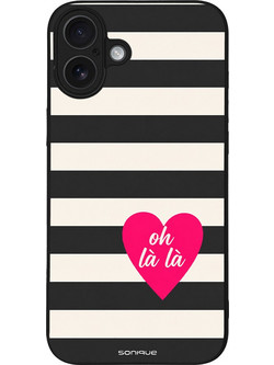 Sonique Stripe Stories Series Θήκη με Σχέδιο «Oh La La» Black (iPhone 16 Plus)