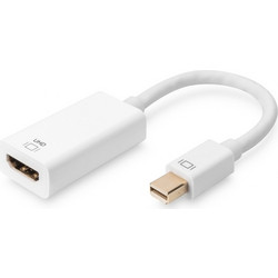 Αντάπτορας Εικόνας/Ήχου DIGITUS Mini DisplayPort σε HDMI 2.0 (Mini DP male σε HDMI female) - Ενεργός, 4K/60Hz, 0.2m, Λευκό AK-340416-002-W
