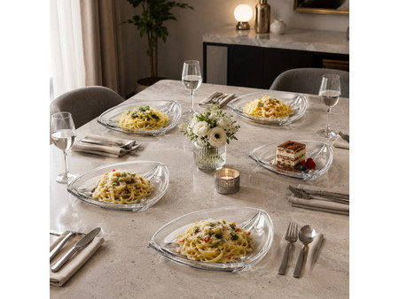 Πιάτα Γλυκού από Γυαλί με Διάστάσεις 19x19x3cm Crystal Elegance Pasta Plate 6τμχ Galifas 88075 - Galifas