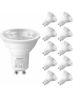 LEPRO 200082-DW-EU-10 Λαμπτήρας LED GU10, 3,6 W, 345 lm, 6500 K, 38 Ενεργειακή Κλάση E, 10 Τεμ