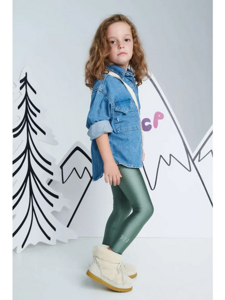 Jacqueline kiddo shiny leggings - khaki 6-8