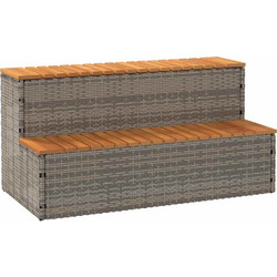 vidaXL Βήμα υδρομασάζ Γκρι 100x50x50,5 εκ. Συνθετικό Ρατάν/Ακακίας
