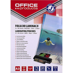 OFFICE PRODUCTS Laminating film, A3, 2x80 microns, glossy, 100 sheets, transparent