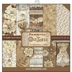 Stamperia 10 Χαρτιά Scrapbooking 30,5x30,5cm Διπλής Όψης Old Lace