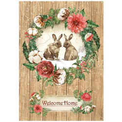 Stamperia Ριζόχαρτο Decoupage A4 (21x29,7cm) Romantic Home for the Holidays Welcome Home Bunnies