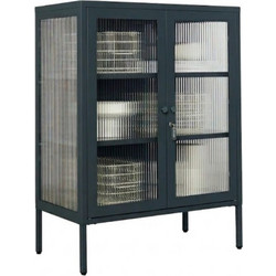 STEELEN COLOR Μεταλλική Ντουλάπα 80x40x90cm Πάχους 0.8mm Εσωτερικού Χώρου Βιτρίνα με Τζάμι και Πόδια Slate Grey