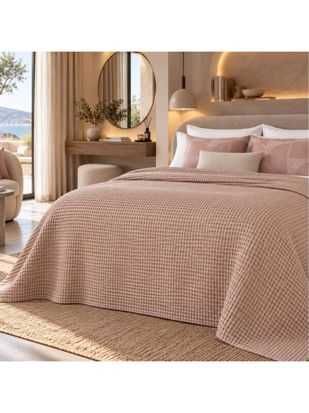 Κουβέρτα Πικέ King Size Waffle NiceFeelings από 100% Βαμβάκι, με διαστάσεις 270x265cm - Beige 20003256