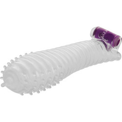 Ohmama Textured Sleeve with Vibrating Bullet Κάλυμμα Επιμήκυνσης Πέους με Δόνηση 13cm Clear