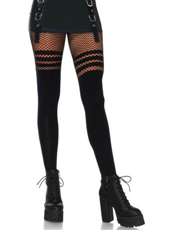LEG AVENUE PANTYHOUSE WIT FISNHET STRIPES