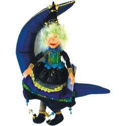 Κούκλα Halloween μάγισσα στο φεγγάρι 45εκ