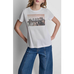 DKNY γυναικείο T-shirt με print Regular Fit - DJ6T1794 Λευκό