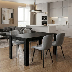 Σετ τραπεζαρία 5τμχ Darlen - χρώμα sencron black - γκρι 125x72x74εκ