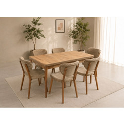 Σετ Τραπεζαρίας 7 τεμαχίων , Walnut , 132-170/80/73εκ. All4home