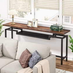 Κονσόλα Onole pakoworld σε καρυδί - μαύρο μέταλλο 170x35x82εκ - PAKOWORLD