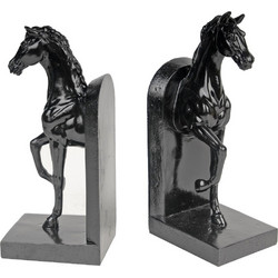 Artekko Bookends Μαύροι Διακοσμητικοί Βιβλιοστάτες Ρητίνης με Άλογα (12.7x10.2x26.7)cm 2pcs
