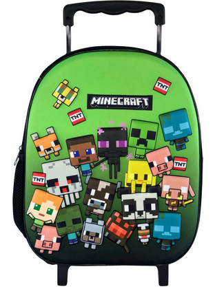 Minecraft Characters Παιδικό Σακίδιο Πλάτης Τρόλεϊ Νηπιαγωγείου με 1 Θήκη 32x26x11 εκ
