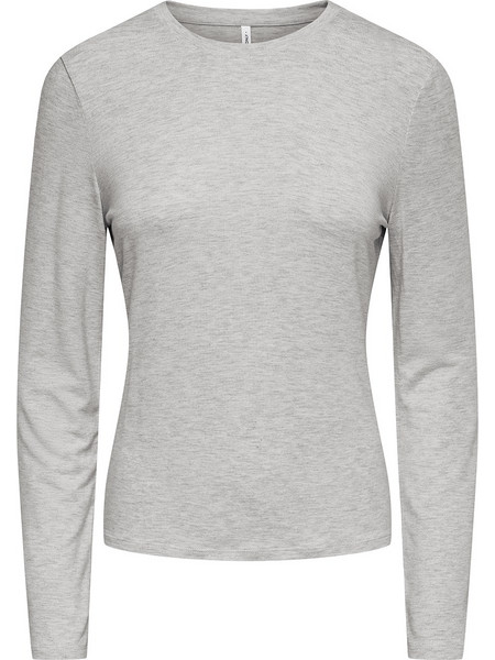 ONLY ONLCARRIE L/S O-NECK TOP CS JRS 15384071-Light Grey Melange LightGray