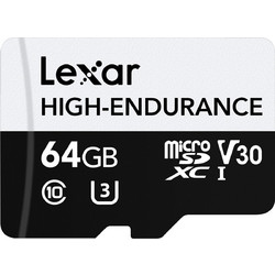 Lexar High Endurance microSDXC 64GB Class 10 U3 V30 UHS-I 100MB/s