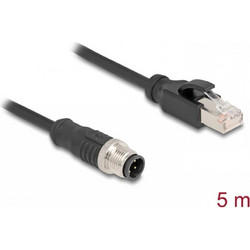 Delock καλώδιο M12 D-coded 4-pin αρσενικό σε RJ45 αρσενικό, PVC, 5 m (μοντέλο 80852)