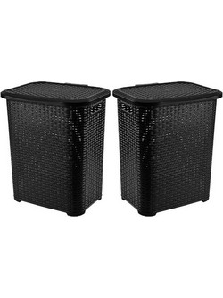 Καλάθια Πλαστικά Απλύτων Rattan Ανθρακί 45l Σετ 2 Τεμαχίων