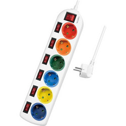Πολύπριζο Logilink 6-fach,6xCEE 7/3,m. 7switches,bunt