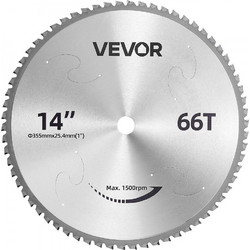 Λεπίδα πριονιού VEVOR 355,6 mm, 66 δόντια, μεταλλική λεπίδα ψυχρής κοπής με κεραμική άκρη, συμβατή με πριόνια, 4000 κοπές, κοπή λείων επιφανειών χωρίς γρέζια, μείωση θορύβου και οπές απαγωγής θερμότητ