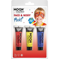 MOON ΣΕΤ ΧΡΩΜΑΤΩΝ FACE & BODY PAINTING ΣΩΛΗΝΑΡΙΟ ΗΡΩΑΣ 12ml 3τμχ C01280