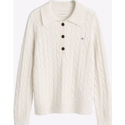 Gant Lambswool Cable Knit Rugger Πουλόβερ Cream 3GW4802425-130